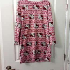 Hello Kitty Zigzag Pattern Nightgown - Pink and White Size Large By Sanrio